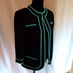 EUC MING WANG Black turqoise studded jacket Small